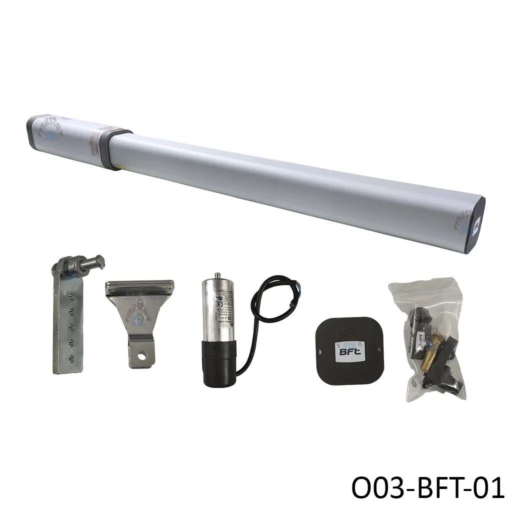 [O03-BFT-01] Piston BFT-LUX 2B SBAC, 120V, para hoja 2.0m, 300Kg. incluye capacitor, llave de desbloqueo, Soportes soldables, Soporte trasero, bolsa tornilleria, caja.