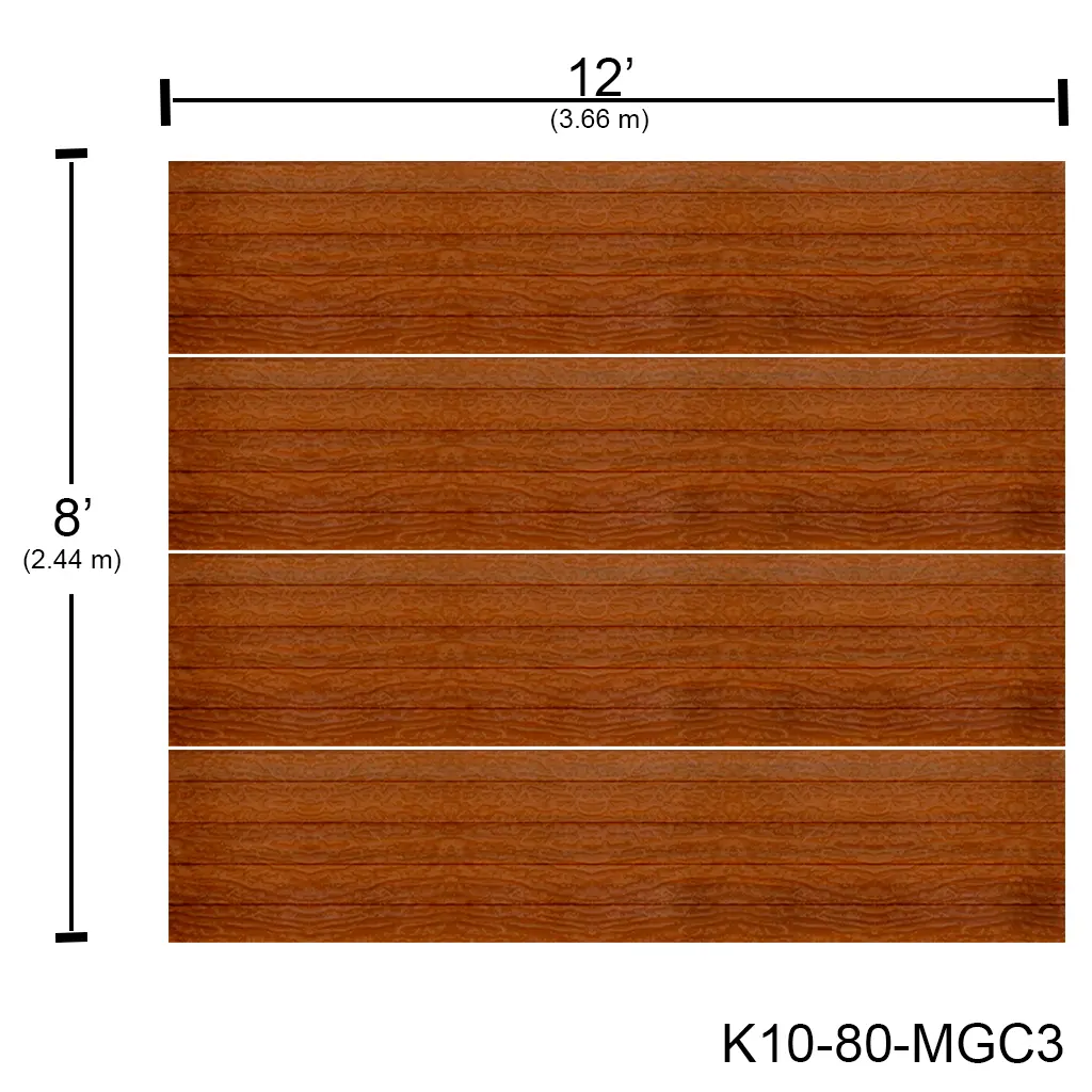 [K10-80-MGC3] Puerta Ascendente Insulada 12' X 8' Madera Grofado Roble claro (rayas) MD-RP