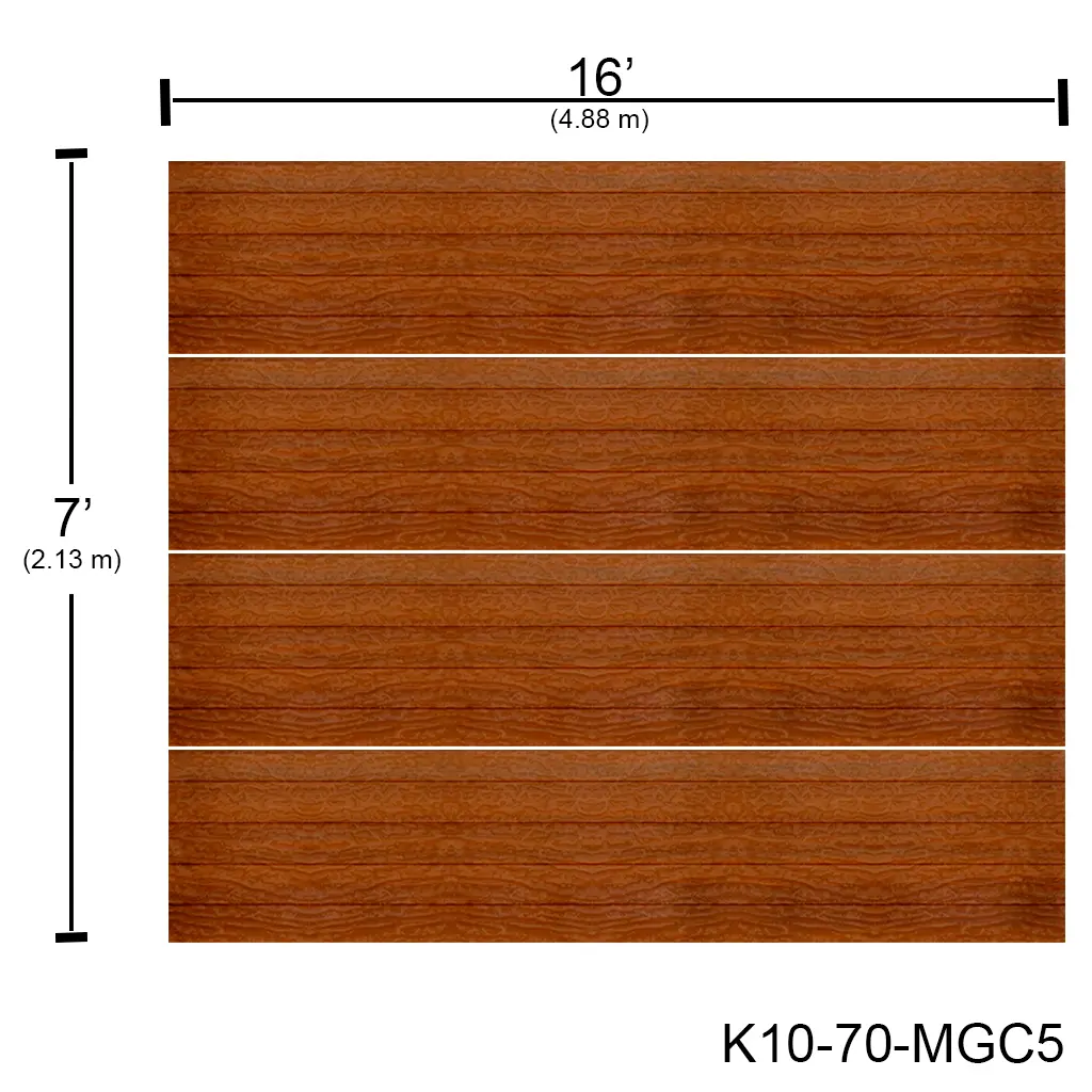 [K10-70-MGC5] Puerta Ascendente Insulada 16' X 7' Madera Grofado Roble claro (rayas) MD-PA