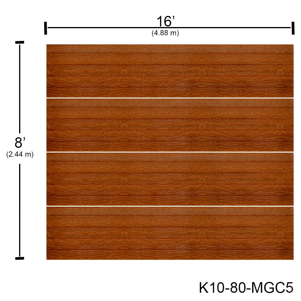 Puerta Ascendente Insulada 16' X 8' Madera Grofado Roble claro (rayas) MD-RP