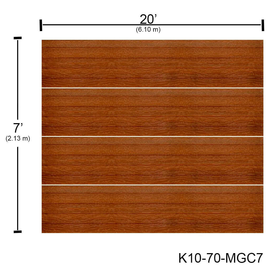 Puerta Ascendente Insulada 20' X 7' Madera Grofado Roble claro (rayas) MD-PA