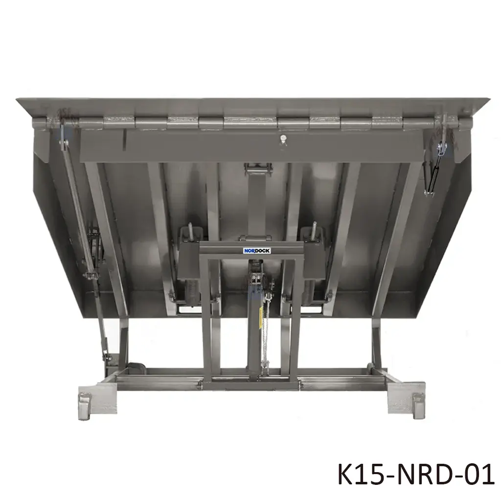 [K15-NRD-01] Rampa Niveladora NORDOCK para anden de carga operación mecánica 6´x 8´con capacidad de carga 30,000, Incluye bumper laminado