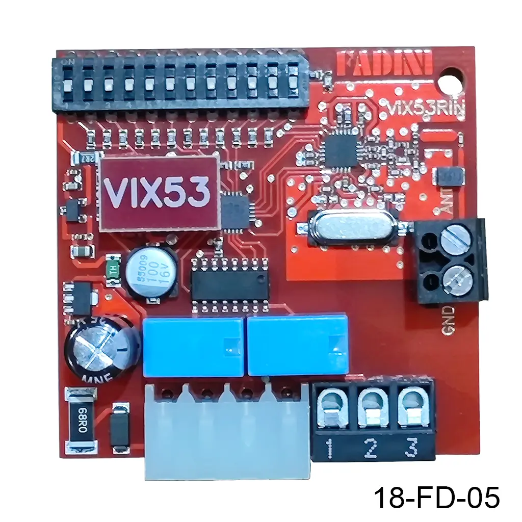 [18-FD-05] Receptor Enchufable, VIX53/2R, 2 contactos independientes, 24V AC/DC, F-868Mhz, capacidad 2000 control y mas funciones. FD