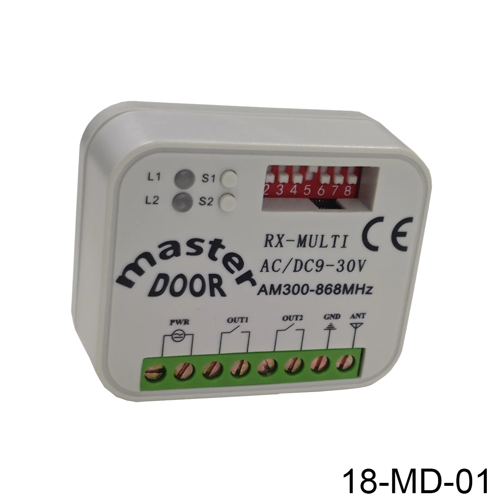 [18-MD-01] Receptor MD-RXMulti Universal de dos canales, acepta frecuencias 300-900Mhz, capacidad 500 ctls..Tra
