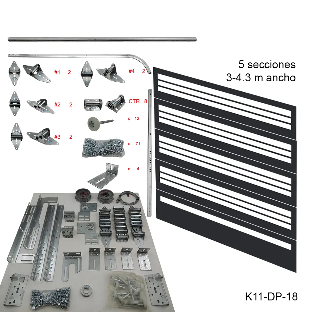 [K11-DP-18]Kit de herraje Americano DP, 2c8'5s FL 11'/ 13'/ 15', R12 / R15, Guias Cal.14 (2.0mm)