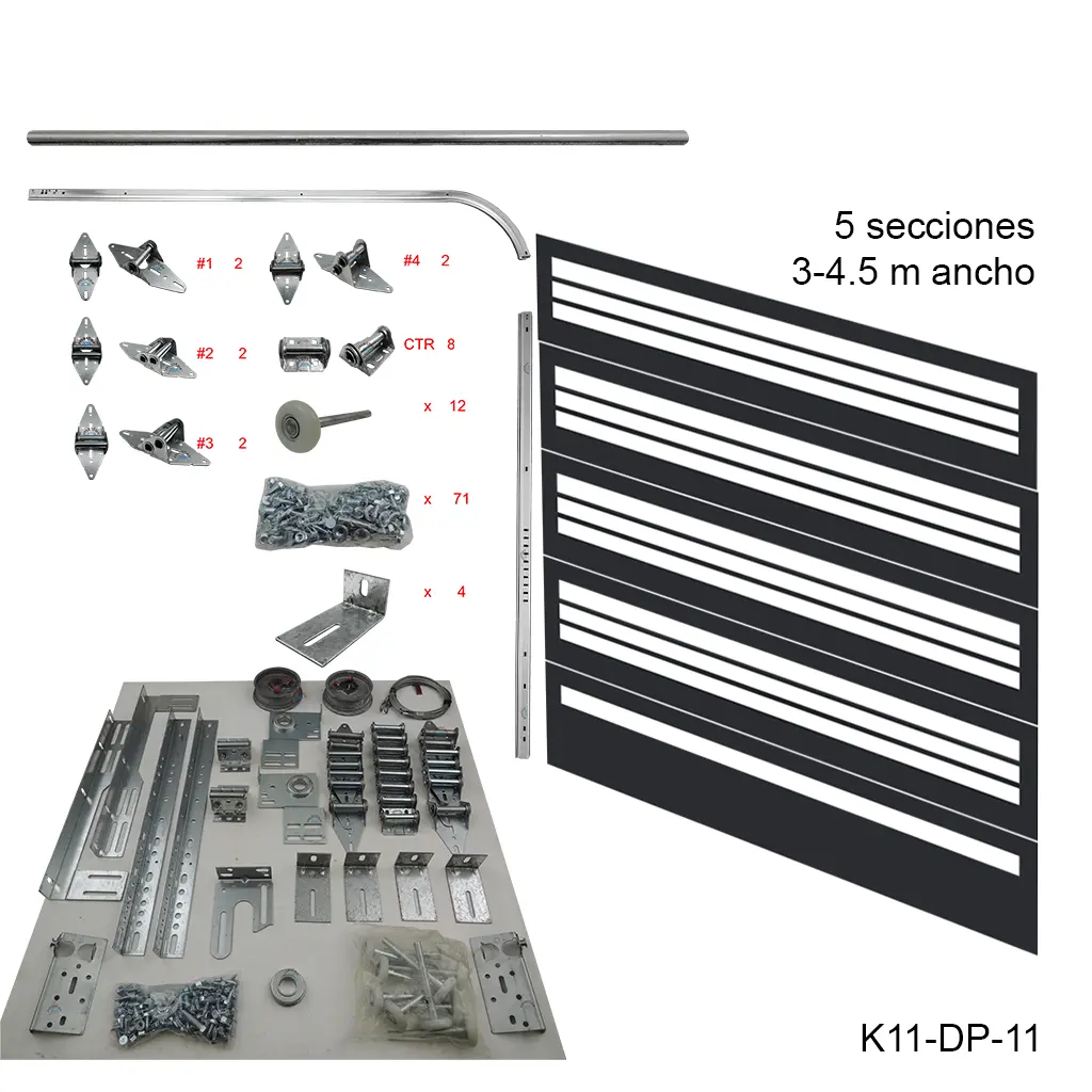 [K11-DP-11]Kit de herraje Americano DP, 2c8'5s FL-11', 13', 15' R12 / R15, Cal.16 (1.5mm)
