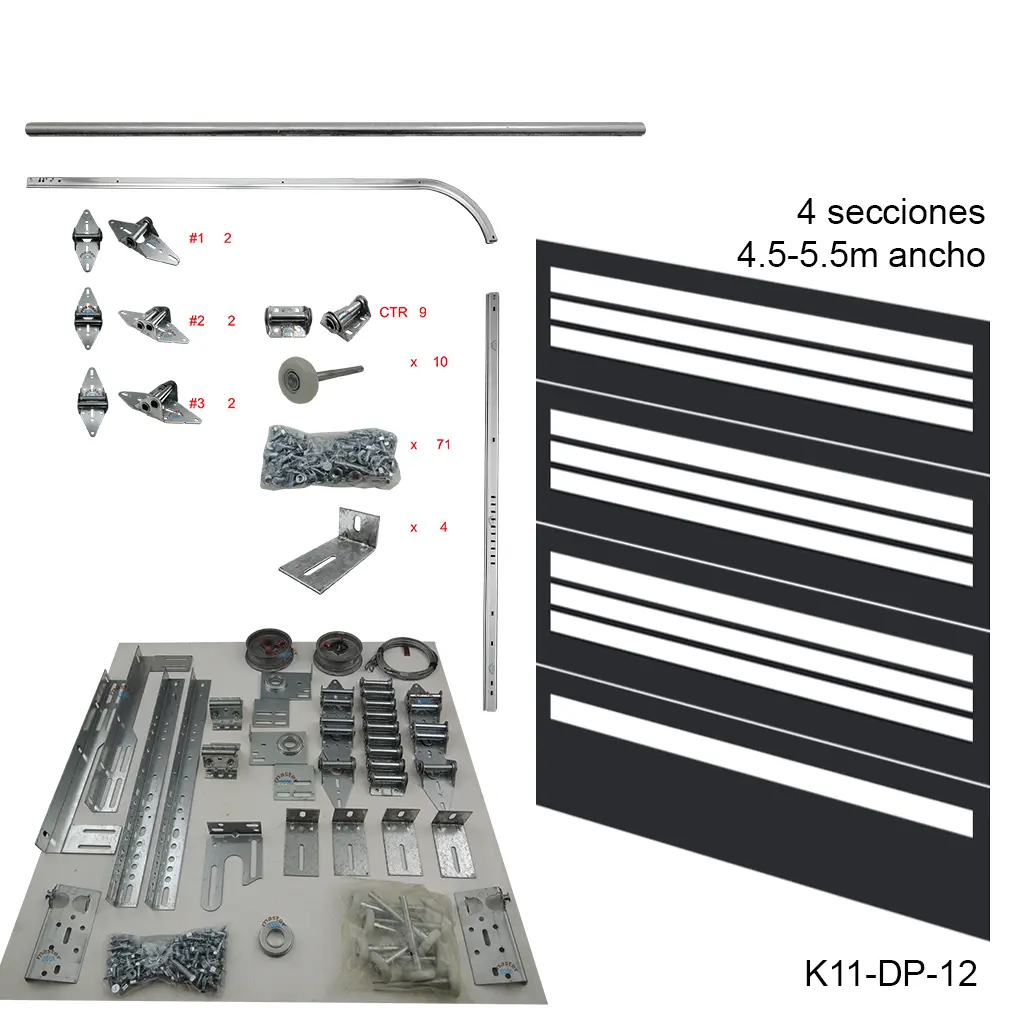 [K11-DP-12]Kit de herraje Americano DP, 3c8'4s FL-17', 19' R12 / R15, Cal.16 (1.5mm)