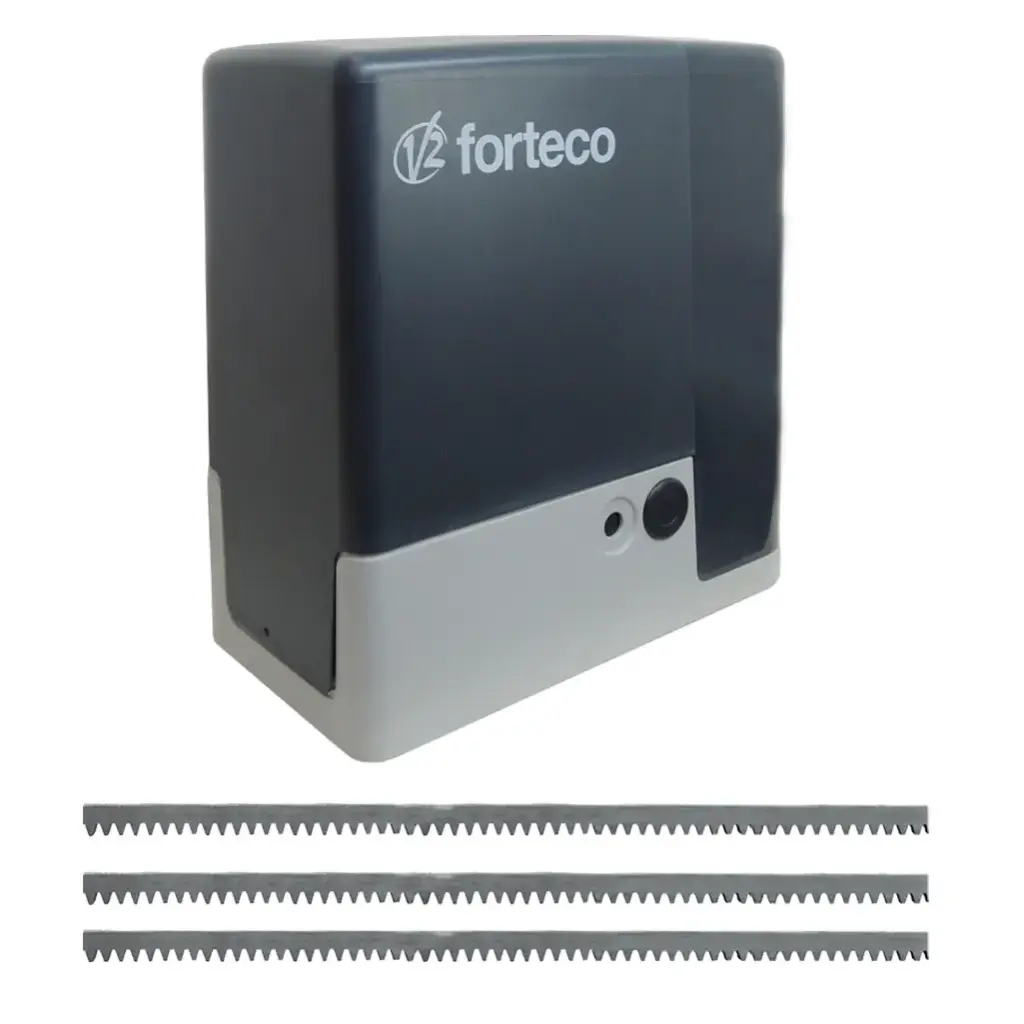 Kit Cremallera FORTECO-2200, 220volt, 2F, capacidad de arrastre 2000kg, Incluye: 6m de cremallera, Receptor y 2 control.