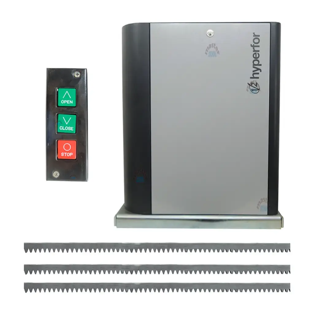 Kit Cremallera HYPERFOR-4000-I, 220volt, 2F Inverter 3F, de salida, capacidad de arrastre 4000kg, Incluye 6m de cremallera y Botonera PBS
