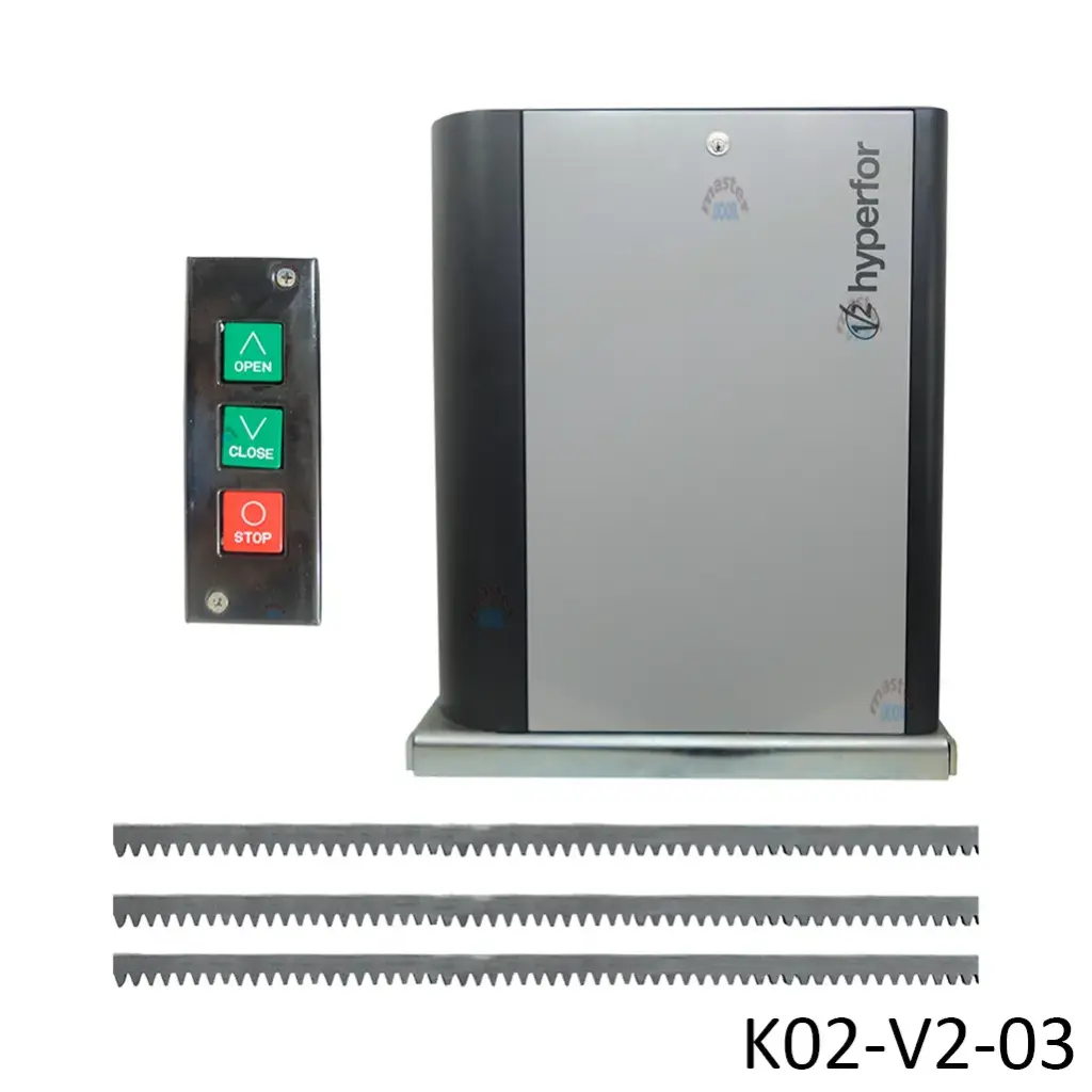 Kit Cremallera HYPERFOR-4000-I, 220volt, 2F Inverter 3F, de salida, capacidad de arrastre 4000kg, Incluye 6m de cremallera y Botonera PBS