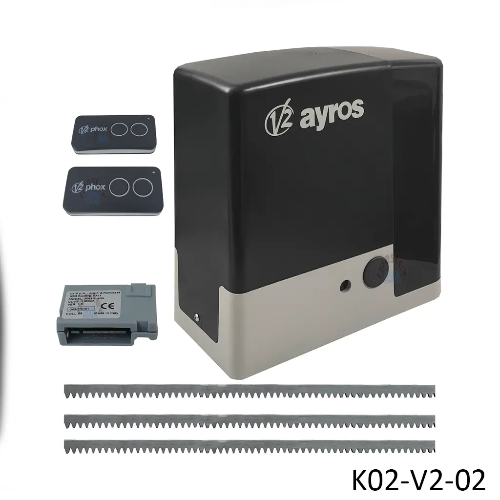 Kit Cremallera AYROS-600, 120volt-24VCD, capacidad de arrastre 600Kg, Incluye: 6m de cremallera, Receptor y 2 control.