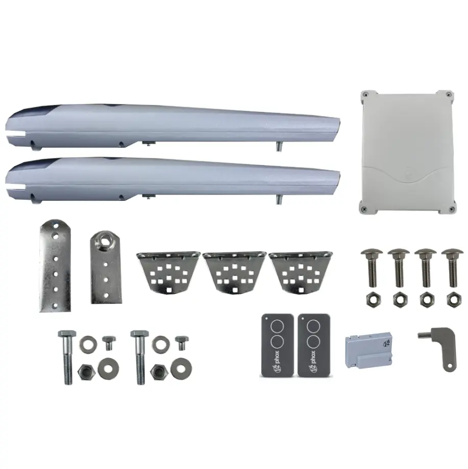 Kit Pistones Swing NYK 24V, 2 hojas, 120 Volt, para 2.00m ancho y 250 kilos, caja. V2