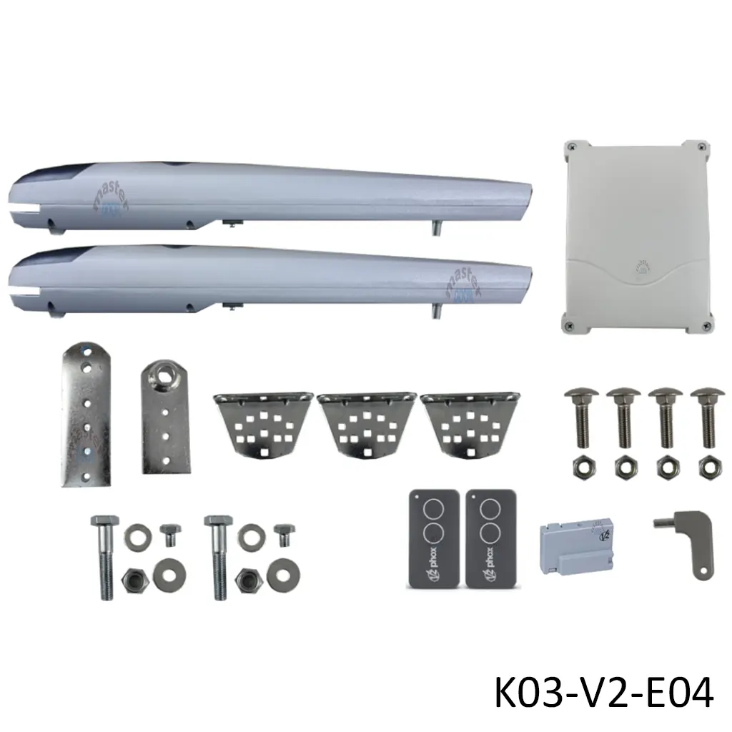 Kit Pistones Swing NYK 24V, 2 hojas, 120 Volt, para 2.00m ancho y 250 kilos, caja. V2