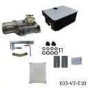 Kit Pistones Ocultos Vulcan 24v V2, para 1-hoja, 120V, 2.5m ancho, 600kg. Incluye: Receptor y Controles