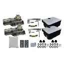 Kit Pistones Ocultos Vulcan 24v V2, para 2-hojas, 120/24V, 2.5m ancho, 600kg. Incluye: Receptor y Controles.
