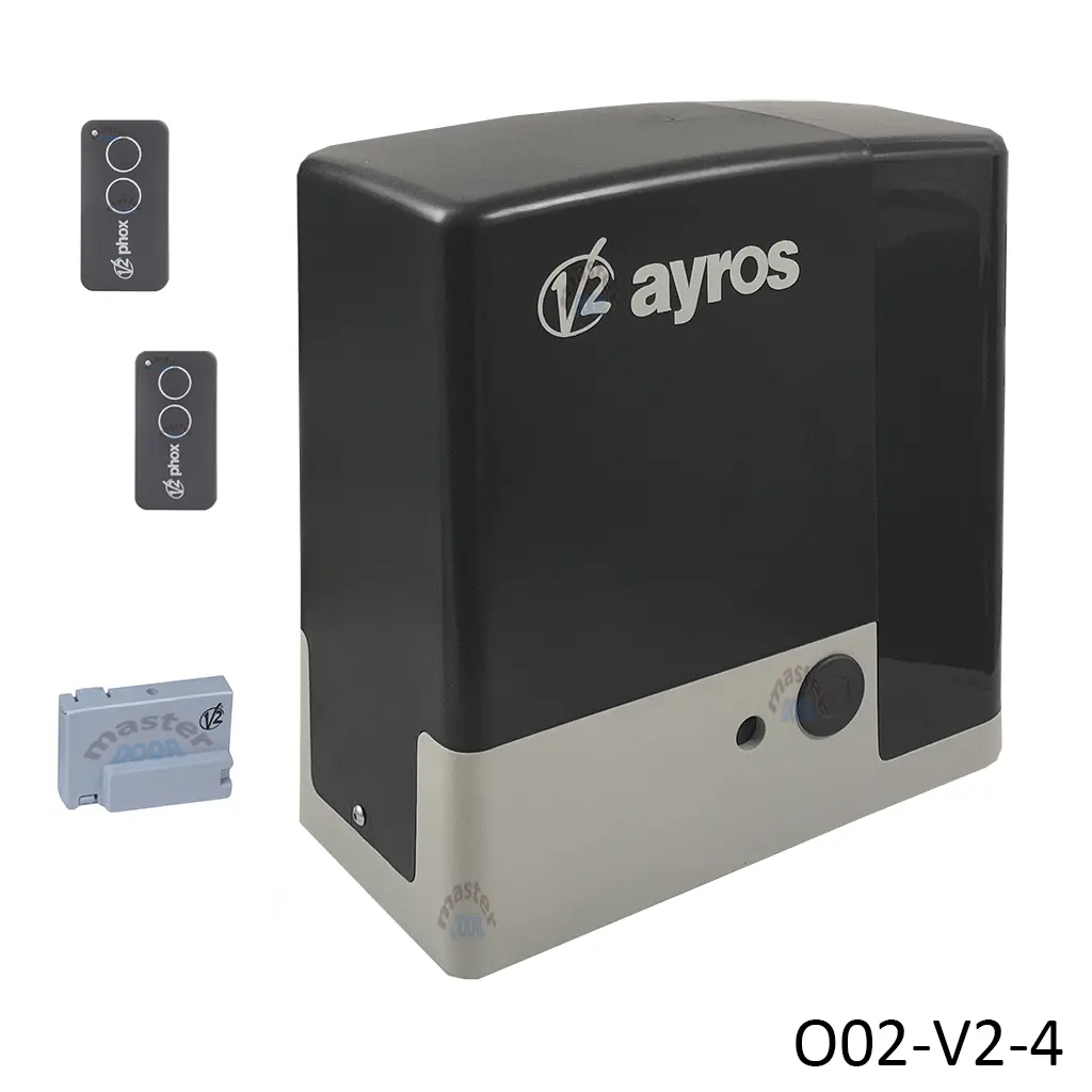 [O02-V2-4] Operador AYROS-600, 120V/24VCD, capacidad de arrastre 600kg. Incluye: Tarjeta, Receptor MR2 y 2-Controles F-433.