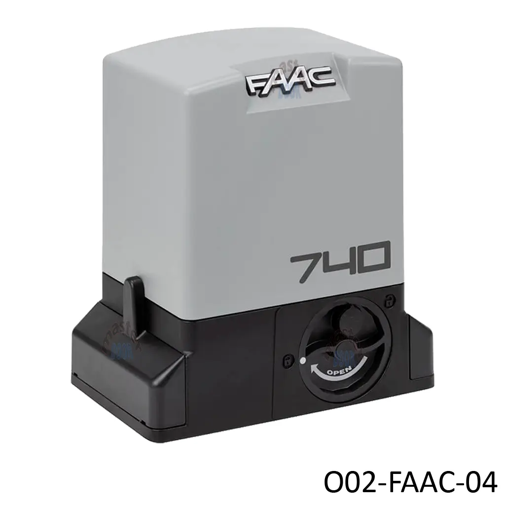 Operador FAAC-740, 120V, capacidad de arrastre 500kg. Incluye Tarjeta integrada, Piñón Z-16, Receptor y 2 Control
