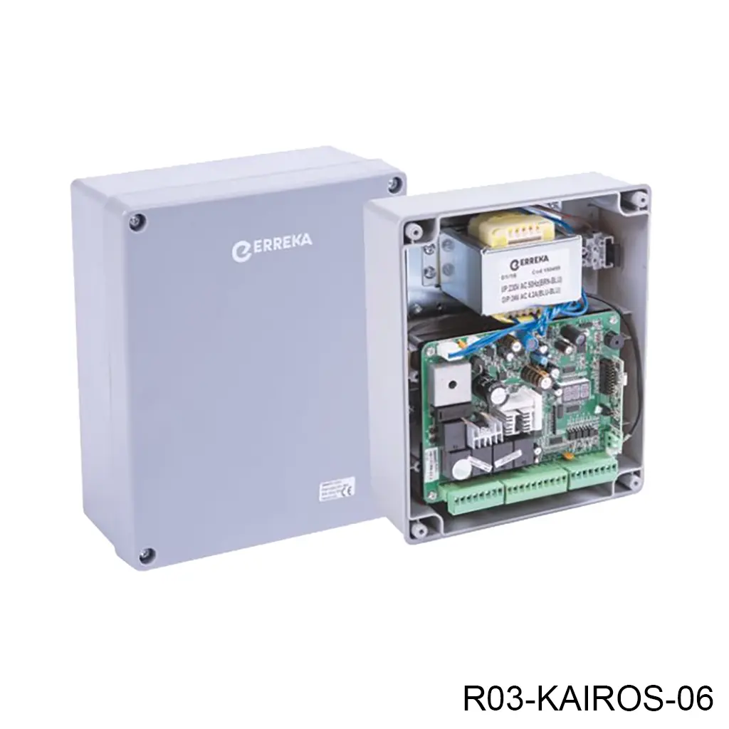 [R03-KAIROS-06] Cerebro Tarjeta Electrónica para pistón KAIROS / TEMIS Normal y Rápidos de 24V (D201M) Incluye: Contenedor, Batería.