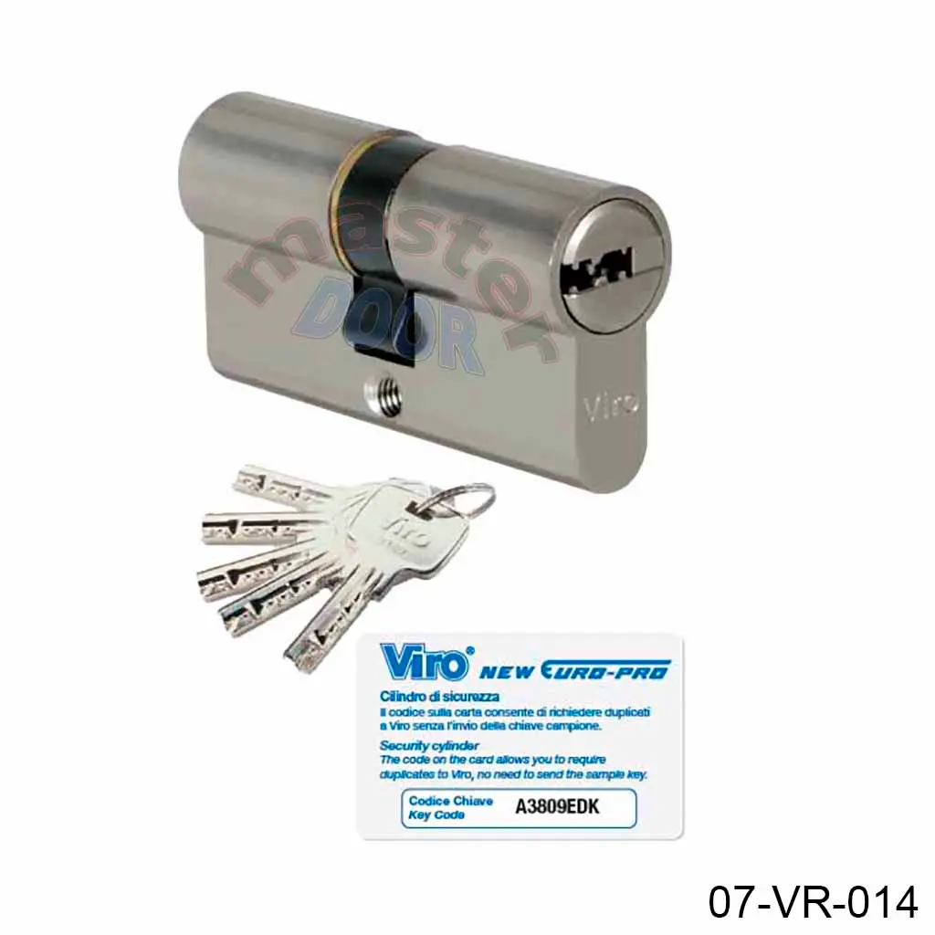 [07-VR-014] Cilindro Doble, Alta Seguridad P5, S-EuroPro (31+31mm), Niquelado. Incluye 5 llaves y una tarjeta con su código para solicitar duplicados