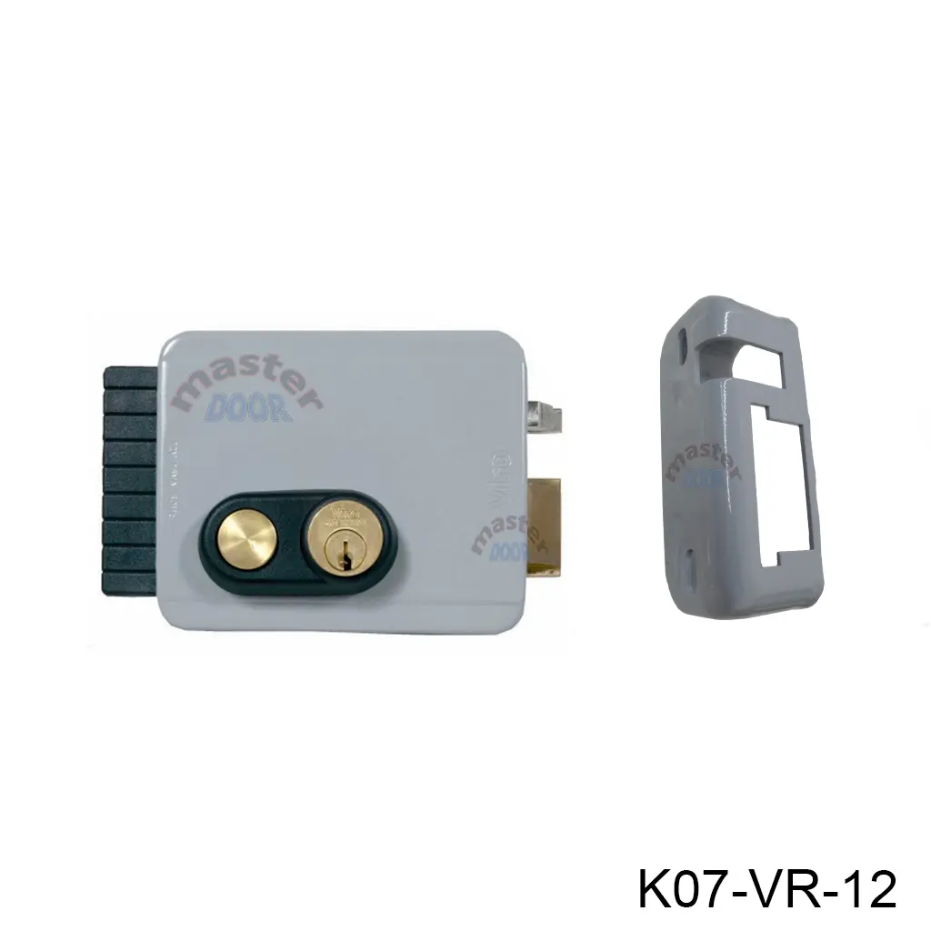Kit Chapa Electrica Horizontal Viro V97 con Boton, 12vcd, para Puerta que abate hacia FUERA con cilindro...Izquierda (Por medio de la llave se bloquea el boton)