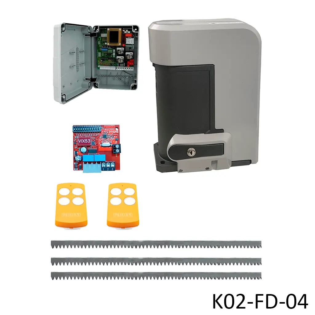 [K02-FD-04] Kit Cremallera NYOTA 115EVO 1.0Hp 220V, 2F. Cap. de Arrastre 1800K. Incluye: 6m de cremallera, receptor y 2 control.