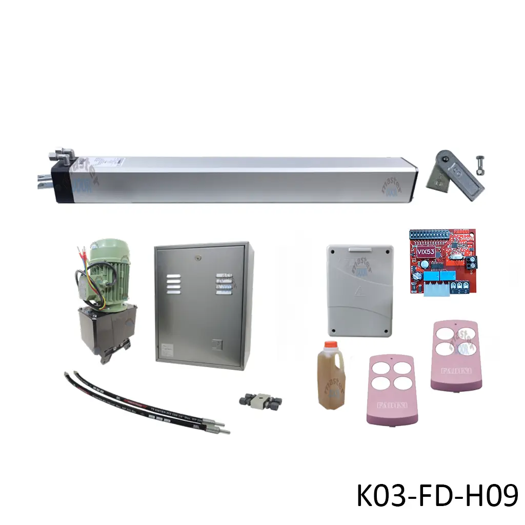 [K03-FD-H09] Kit Pistones MEC-800, 400mm, 220V-2F, Peso max. 700K, Ancho max. 4.5m, 1-hoja...Incluye Receptor y 2 Control.