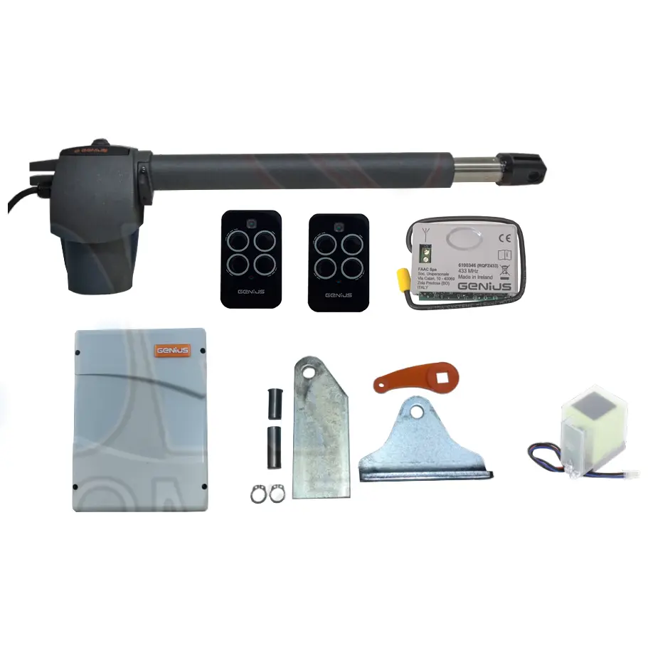 [K03-GE-05] Kit Pistones GBAT-324 Profesional, 24VCD, para 1-hoja, con receptor RQFZ433 y 2 control Echo. Incluye Bateria de respaldo