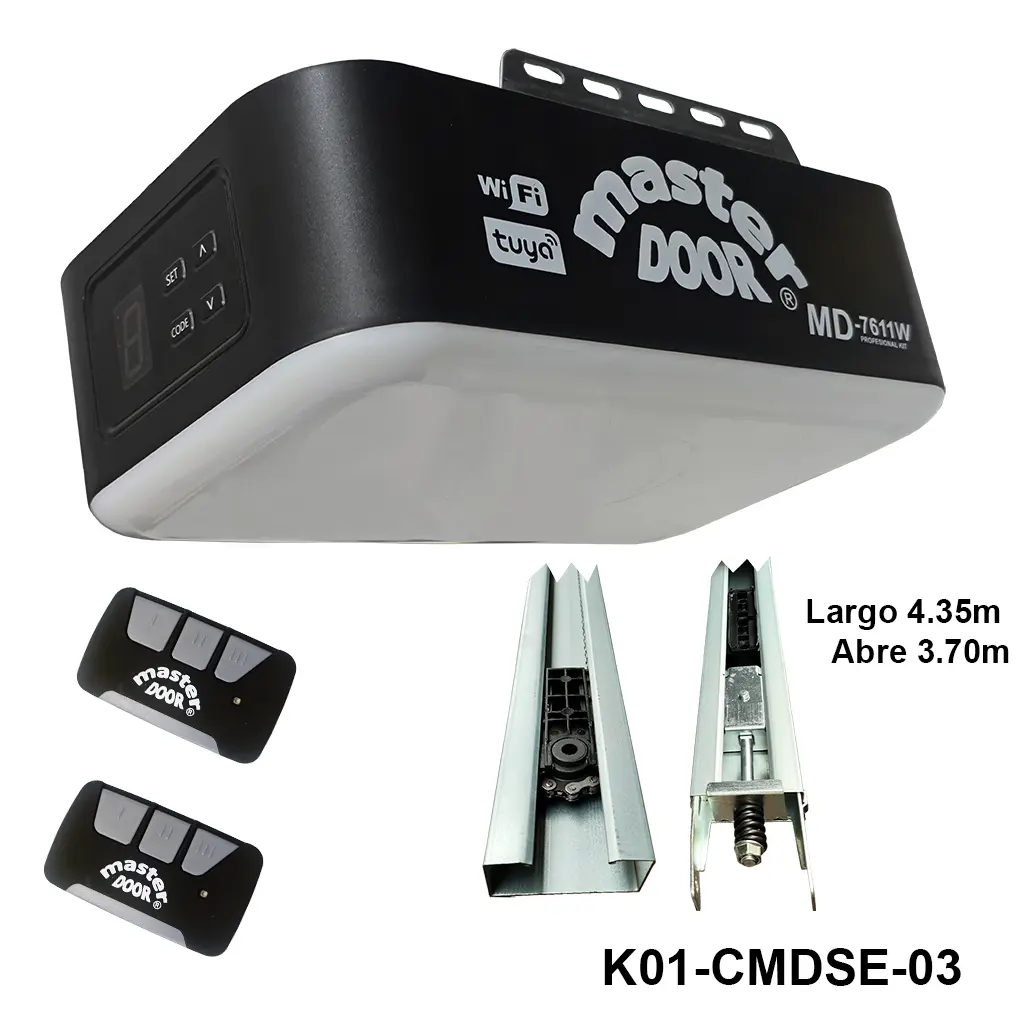 Kit MD-7611W con Wifi con Riel C para Cadena de 4.35 / 3.70 mto. apertura