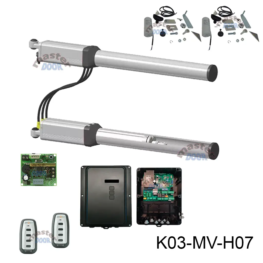 Kit Pistones Hydro-360 BAC Maestro y Esclavo, Rápido BL 127v, 1 hoja, con valv. desaceleración mecánica al cierre y apertura, peso máx. 1000kg, ancho máx. 5.0m.
