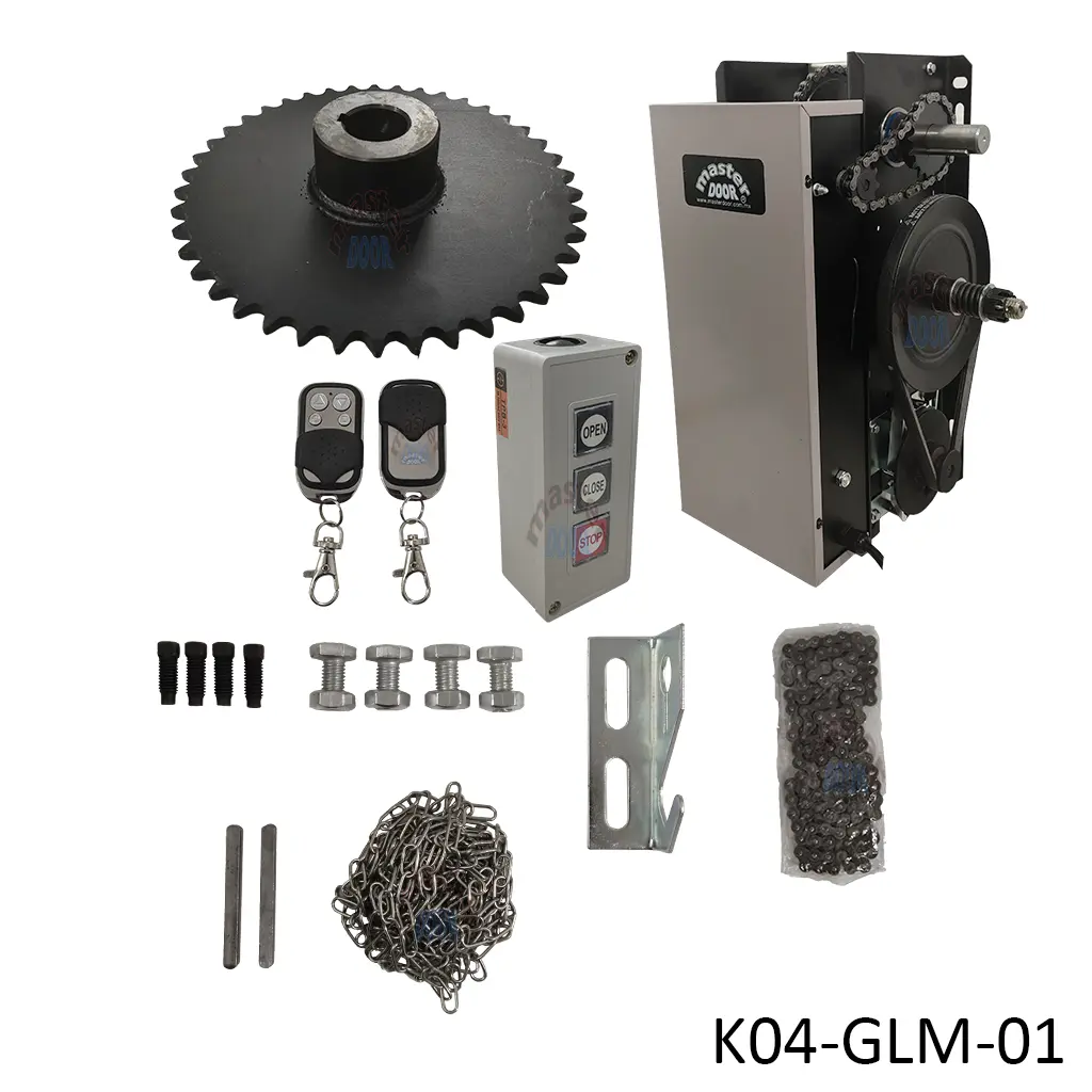 [K04-GLM-01] Kit Op. Cortina CH-5011AC-GLM, 1/2HP 115V.....kit caja, Incluye 2-Control G893 F433 y Botonera (Open, Close, stop)