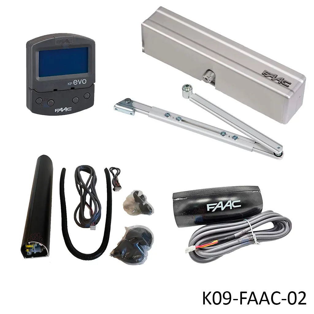 [K09-FAAC-02] Kit Cabezal 950N2 para Puerta Abatible que abate hacia Dentro Incluye: Caja del Cabezal, Brazo Tirador