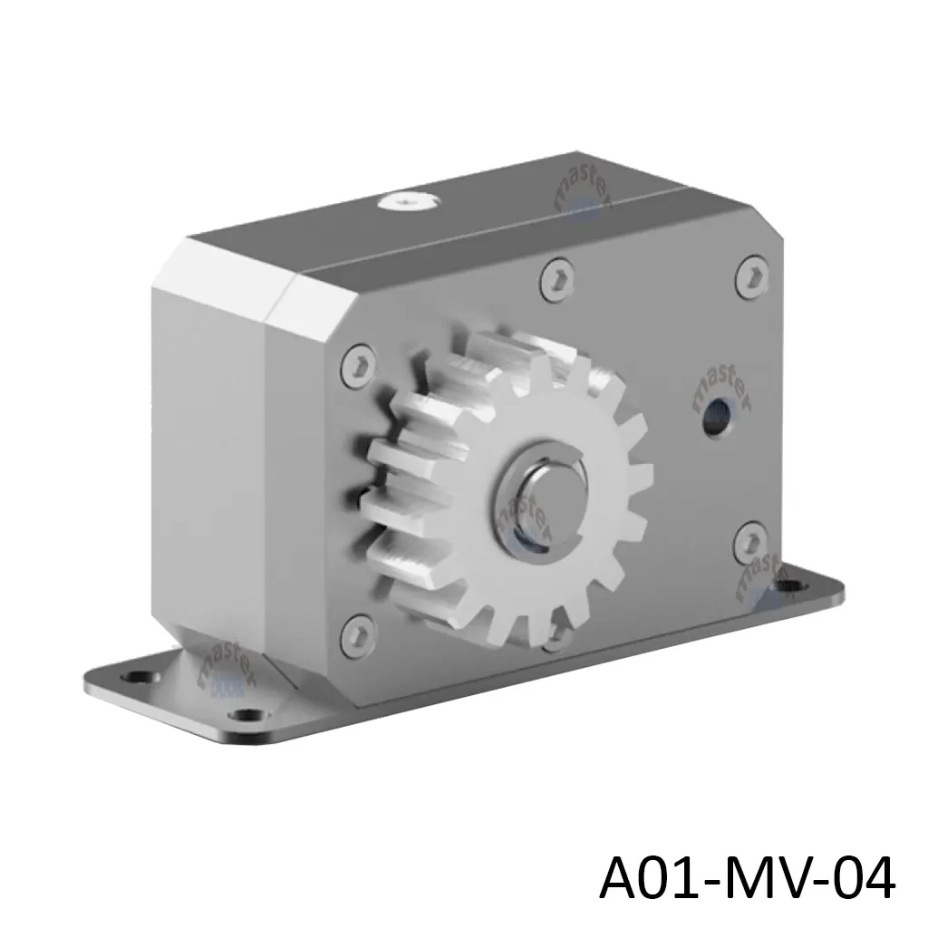 [A01-MV-04] Freno Rotativo regulable, transmision mediante piñon para cremallera M4, carga max. 7Nm