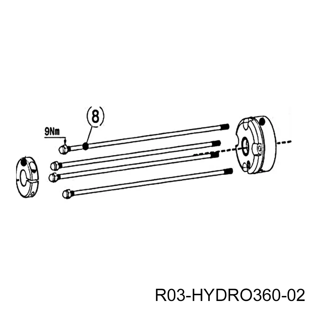 [R03-HYDRO360-02] Varilla para sujetar cubierta de piston Hydro-360 #8