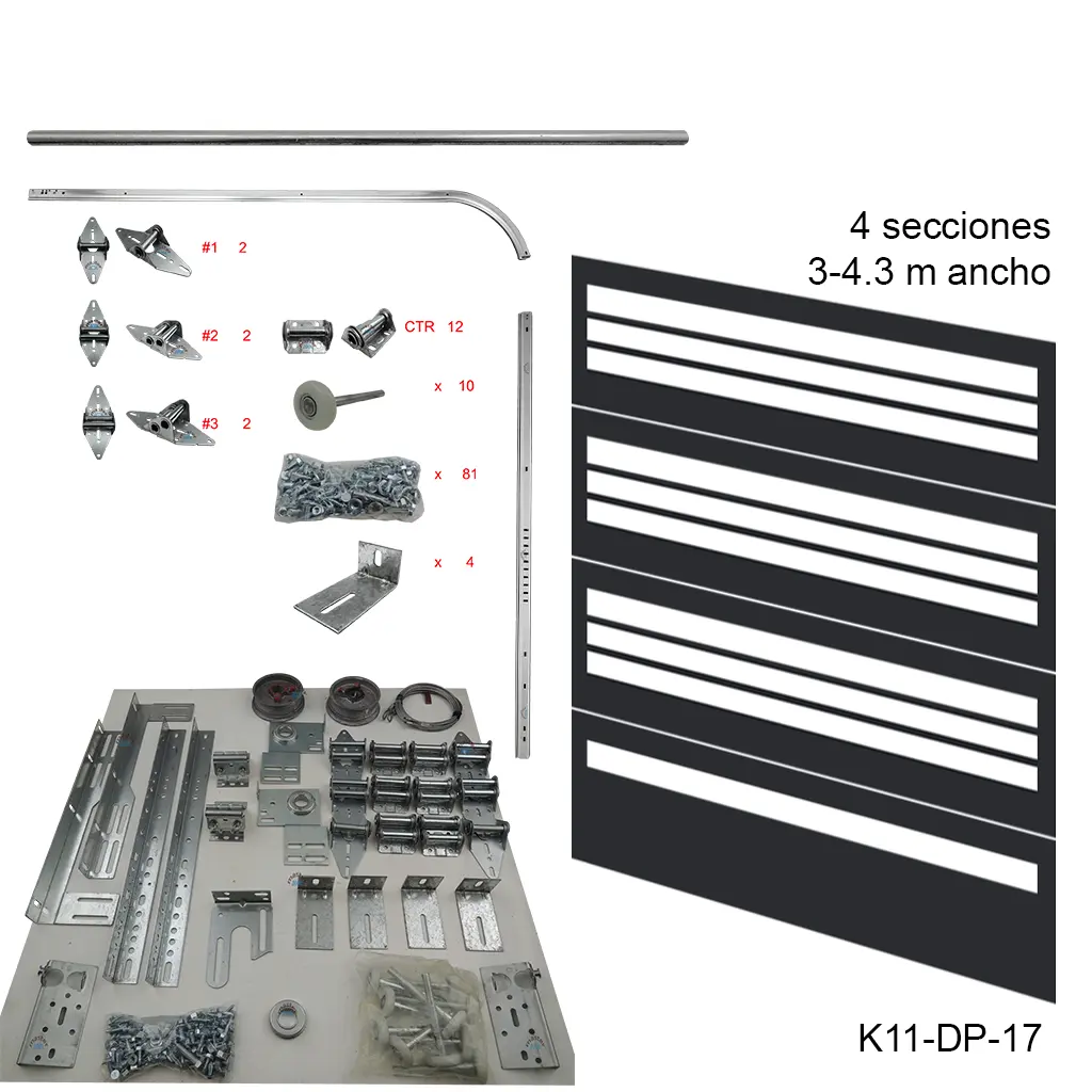 Kit de herraje Americano DP, 2c8'4s FL 11'/ 13'/ 15', R12 / R15, Guias Cal.14 (2.0mm)