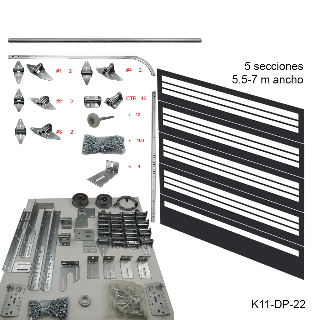 [K11-DP-22] Kit de herraje Americano DP, 4c8'5s FL 21'/ 24', R12 / R15, Guias Cal.14 (2.0mm)