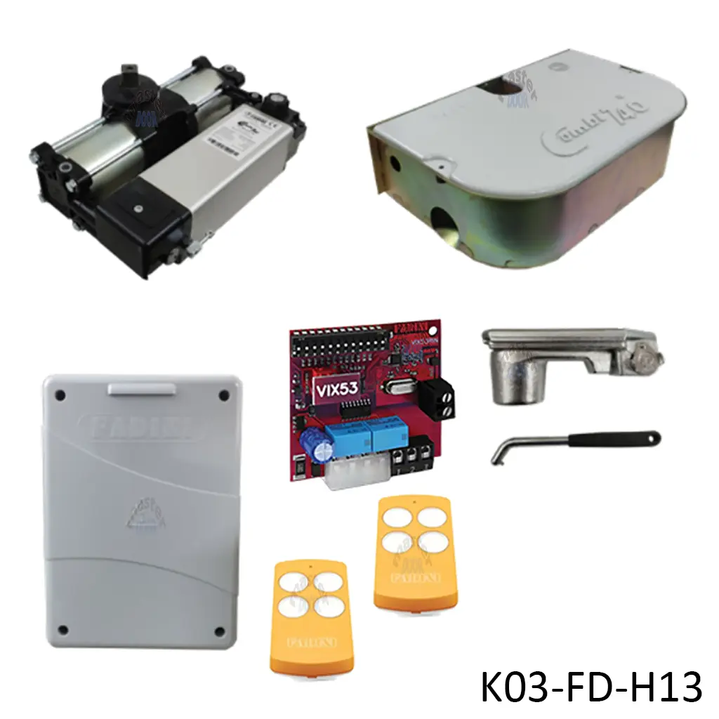 [K03-FD-H13] Kit Pistones COMBI-740, 110º, 120V, Peso max. 700K, Ancho max. 4.0m, 1-hoja...Incluye Receptor y 2 Control.