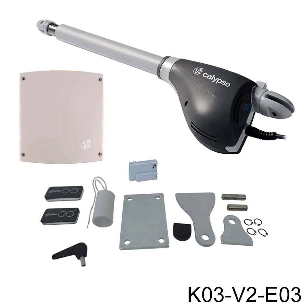 [K03-V2-E03] Kit Pistones Calypso 500, 120v para 1-hoja, 400kg, 3.0m ancho. Incluye: Receptor y Controles.