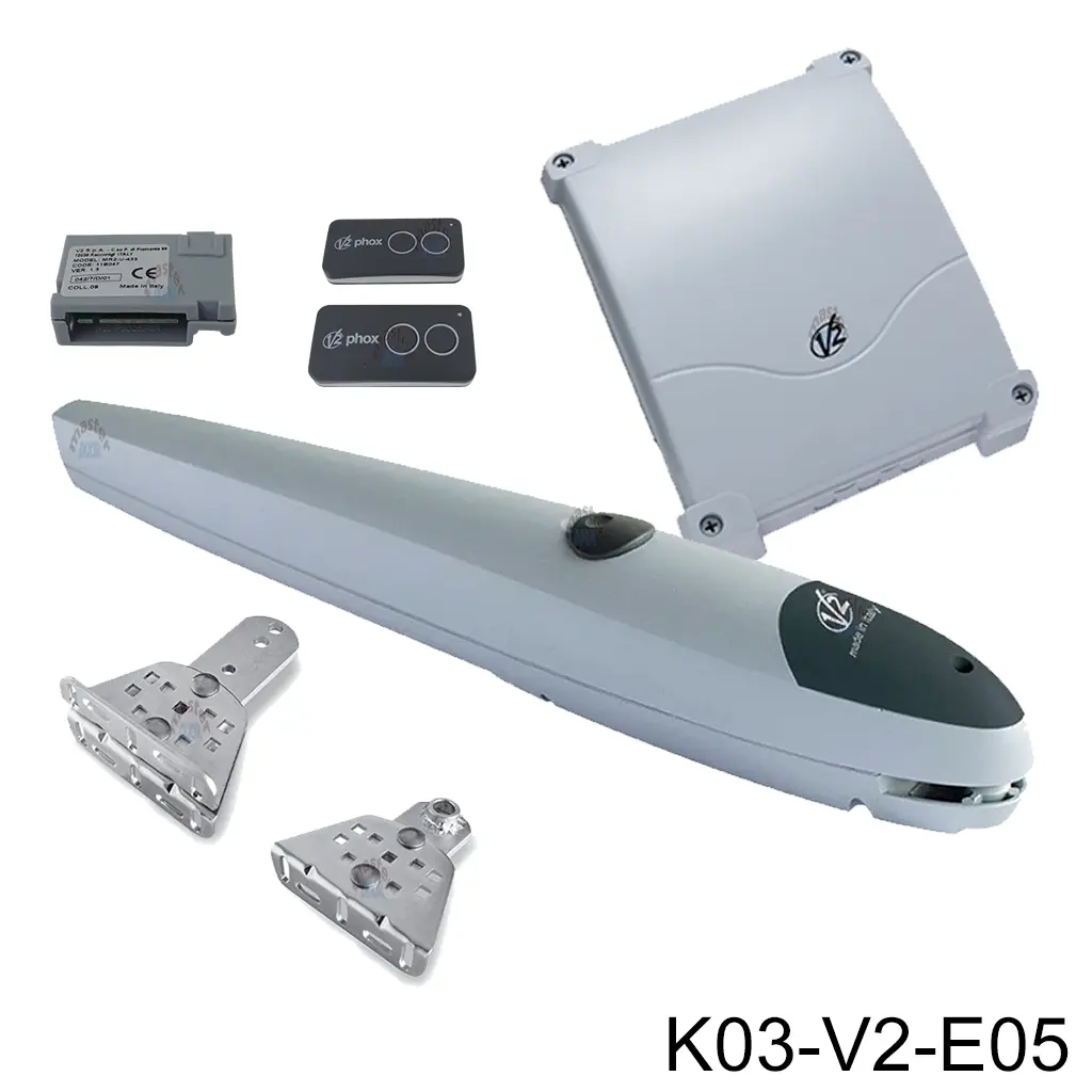 [K03-V2-E05] Kit Pistones Swing NYK 24V/120V, para 1-hoja, 250kg, 2.0m ancho. Incluye: Receptor y Controles. V2, Caja.