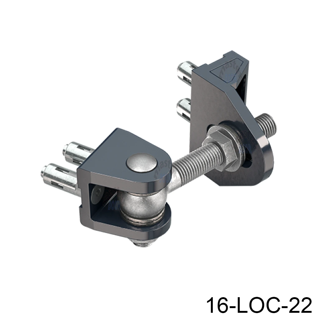 [16-LOC-22] Bisagra Ajustable en 4 Dimenciones, M12, atornillable con tornillos Quick-Fic incluidos, 2 piezas.