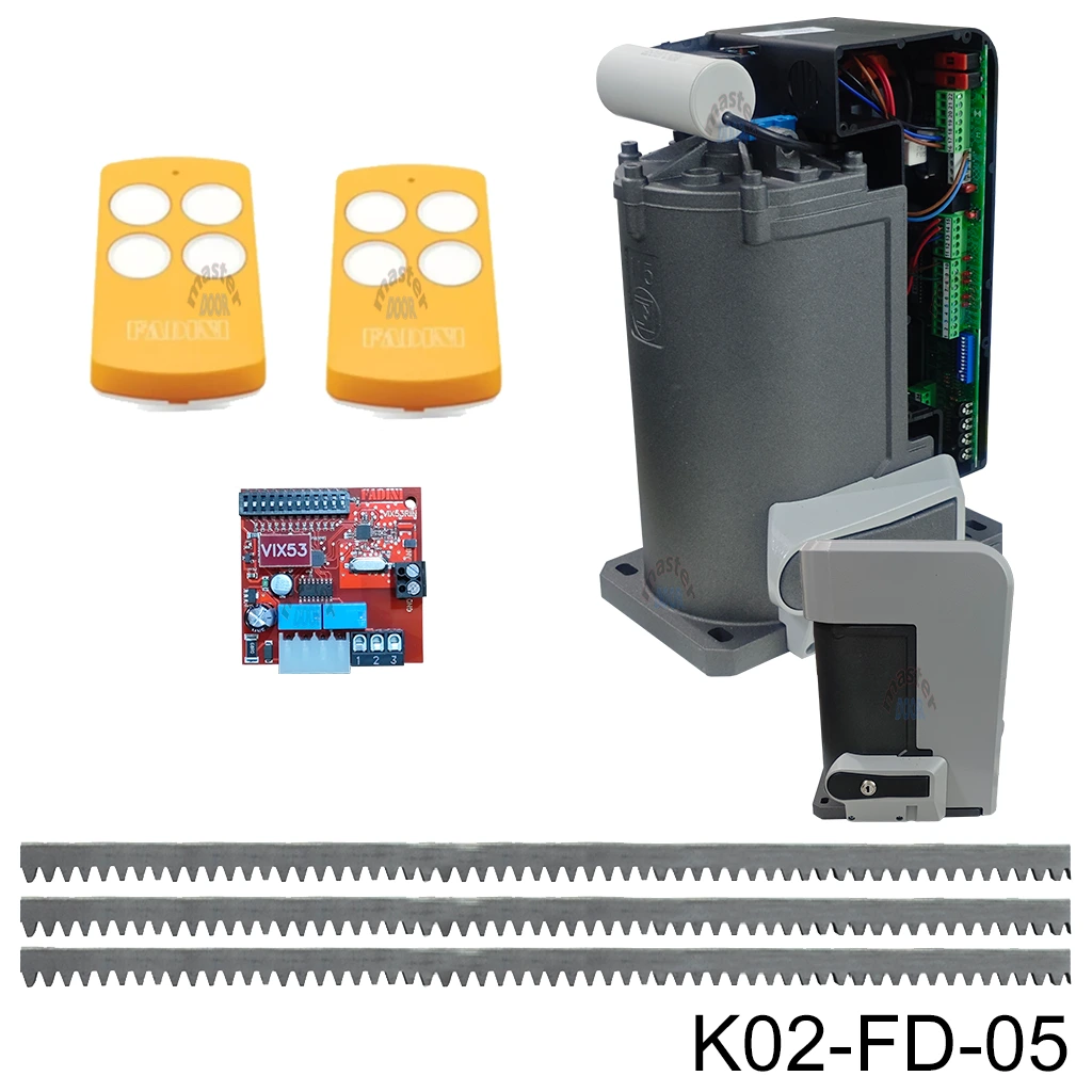 [K02-FD-05] Kit Cremallera NYOTA 115EVO 1.0 hp 220V, 2F. Tarjeta Integrada. Cap. de Arrastre 1800K. Incluye: 6m cremallera, Receptor y 2 Control