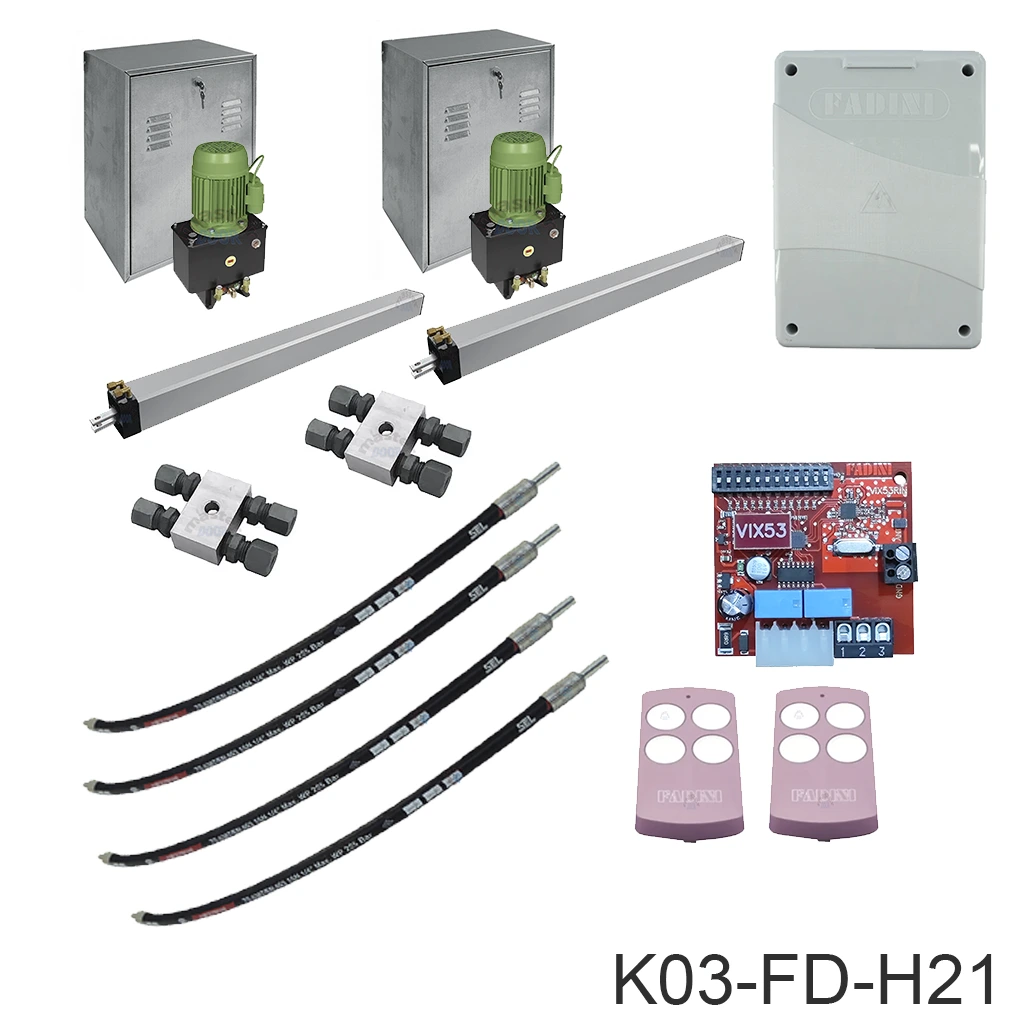 [K03-FD-H21] Kit Pistones MEC-800, 600mm, 220V-2F, Peso max. 800K, Ancho max. 6m, 2-hojas...Incluye Receptor y 2 Control.