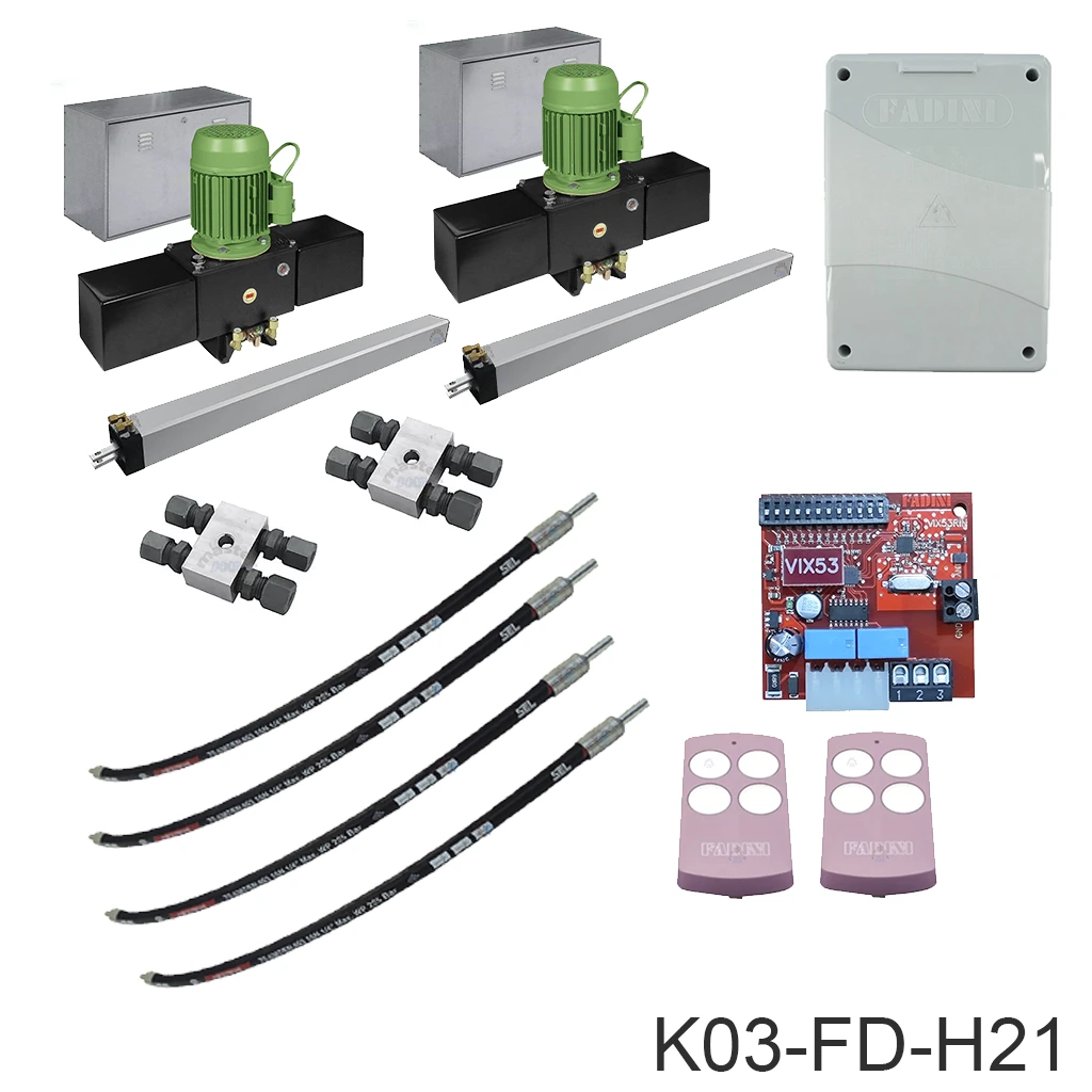 [K03-FD-H21] Kit Pistones MEC-800, 600mm, 220V-2F, Peso max. 800K, Ancho max. 6m, 2-hojas...Incluye Receptor y 2 Control.