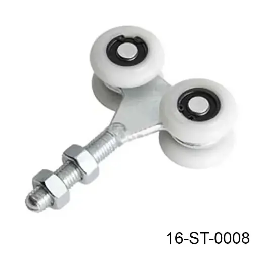 [16-ST-0008] Carretilla Chica 4-Ruedas para Riel P, carga 25kg. (de Nylamid para reducir ruido)