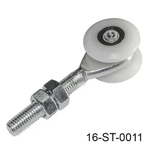 [16-ST-0011] Carretilla Mediana 2-Ruedas para Riel M, carga 80kg. (Balero cubierto de Nylamid para reducir ruido)