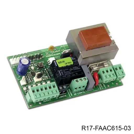 [R17-FAAC615-03] Cerebro Electronico 615BPR para Barrera-615, 120V, con su contenedor