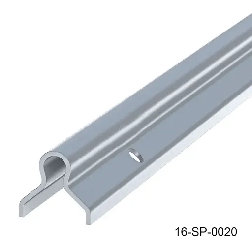 [16-SP-0020] Guia Inferior "U" 20mm X 6mts. para anclarse en concreto, espesor 4mm para puertas mas pesadas