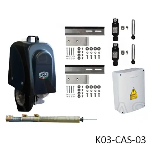 [K03-CAS-03] KIT Operador de Rueda MC300/ROLLY 80, RH. para 1 Hoja Abatible/Corrediza,220V,2F, ancho 8.0m, peso 1000k,Desnivel 3cm. Incluye: Tarjeta, Receptor y 2 Control MD
