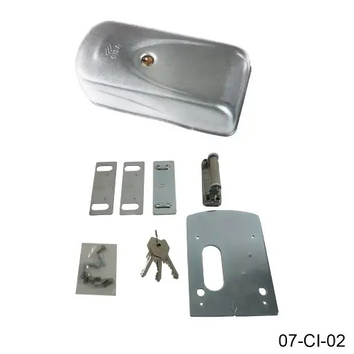 [07-CI-02] Kit Chapa Electrica Horizontal Cisa 12Vca, para Puerta que abate hacia dentro, con cilindro, Acabado Galvanizado, Resistencia a la tracción hasta 2000kg