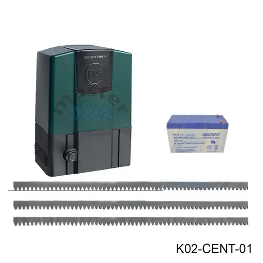 [K02-CENT-01] Kit Cremallera Centurion D5V6 EVO, 12 vcd, 220volts 2F, arratre 500kg, Incluye Bateria de Respaldo, 6m cremallera, Receptor y 2 Control