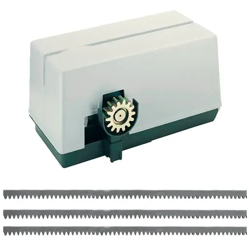 [K02-RIB-01] Kit Cremallera SUPER-3000 FAST 220V Trif. Cap. de Arrastre 3000K. Con 6m cremallera, 1-Cerebro, Receptor y 2 Controles F433